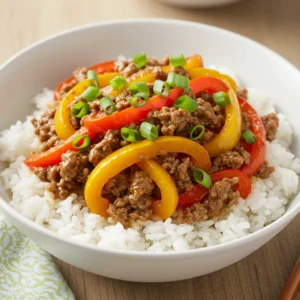 beef and pepper rice bowl