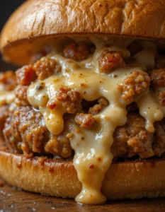 Juicy Cajun Chicken Sloppy Joe with spicy sauce and fresh herbs on a toasted bun